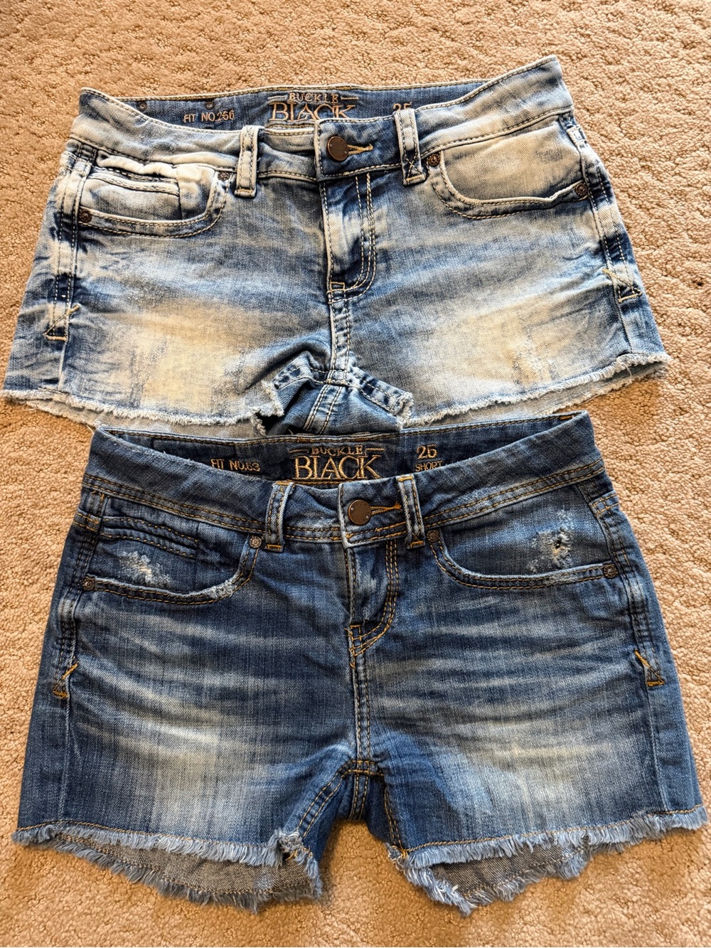 Buckle Blue Distressed Frayed Hem Jean Shorts - Picture 2 of 3